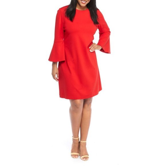 NWT Womens Plus Size 2X or 3X The Limited Red Bell Sleeve Ponte Knit Dress NEW - Picture 1 of 2